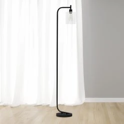 New ???? Socket Simple Designs Modern Lantern Floor Lamp With Glass Shade ???? -Adesso Sales Store detail2ALLT311