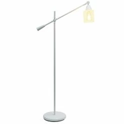 Flash Sale ⌛ Socket Lalia Home Swing Arm Floor Lamp With Clear Glass Cylindrical Shade ???? -Adesso Sales Store detail2ALLT327