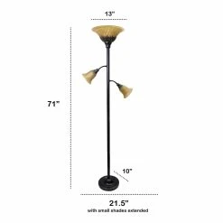 Coupon ???? Socket Lalia Home Scalloped Glass Torchiere Floor Lamp With 2 Reading Lights ???? -Adesso Sales Store detail2ALLT330