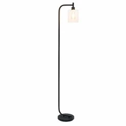 New ???? Socket Simple Designs Modern Lantern Floor Lamp With Glass Shade ???? -Adesso Sales Store detail3ALLT311