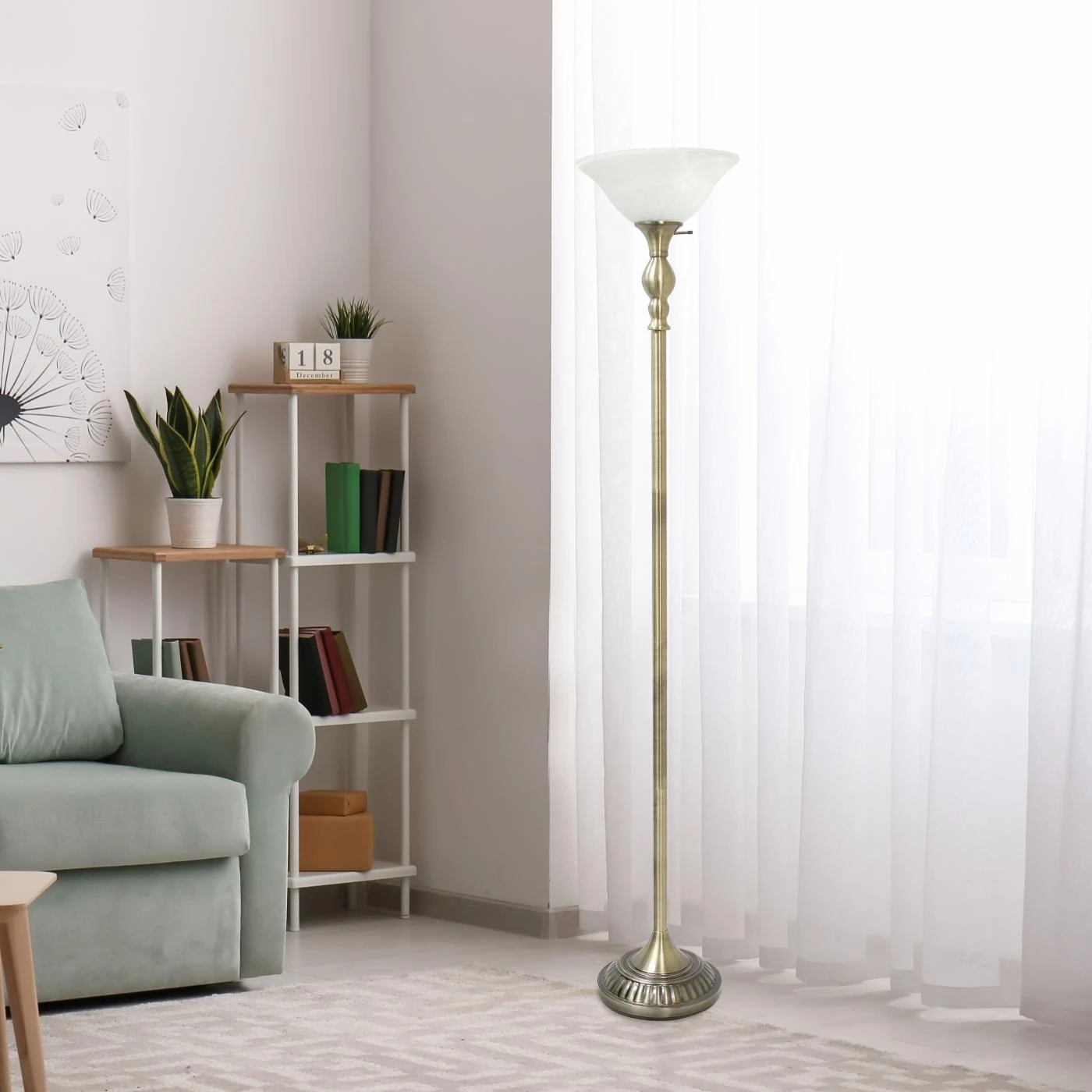 Wholesale ???? Socket Lalia Home Classic 1 Light Torchiere Floor Lamp With Marbleized Glass Shade ✨ 6 Wholesale ???? Socket Lalia Home Classic 1 Light Torchiere Floor Lamp With Marbleized Glass Shade ✨ - Image 6