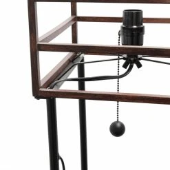Buy ⌛ Pull Chain Lalia Home 1 Light Etagere Floor Lamp With Storage Shelves And Linen Shade - Dark Wood ???? -Adesso Sales Store detail6ALLT364