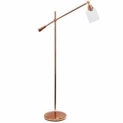 Flash Sale ⌛ Socket Lalia Home Swing Arm Floor Lamp With Clear Glass Cylindrical Shade ???? -Adesso Sales Store detailALLT327