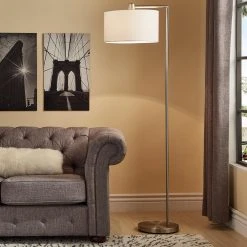 Discount ❤️ Arc Weston Home Spacet Contemporary Brushed Steel Floor Lamp ???? -Adesso Sales Store detailHME3457