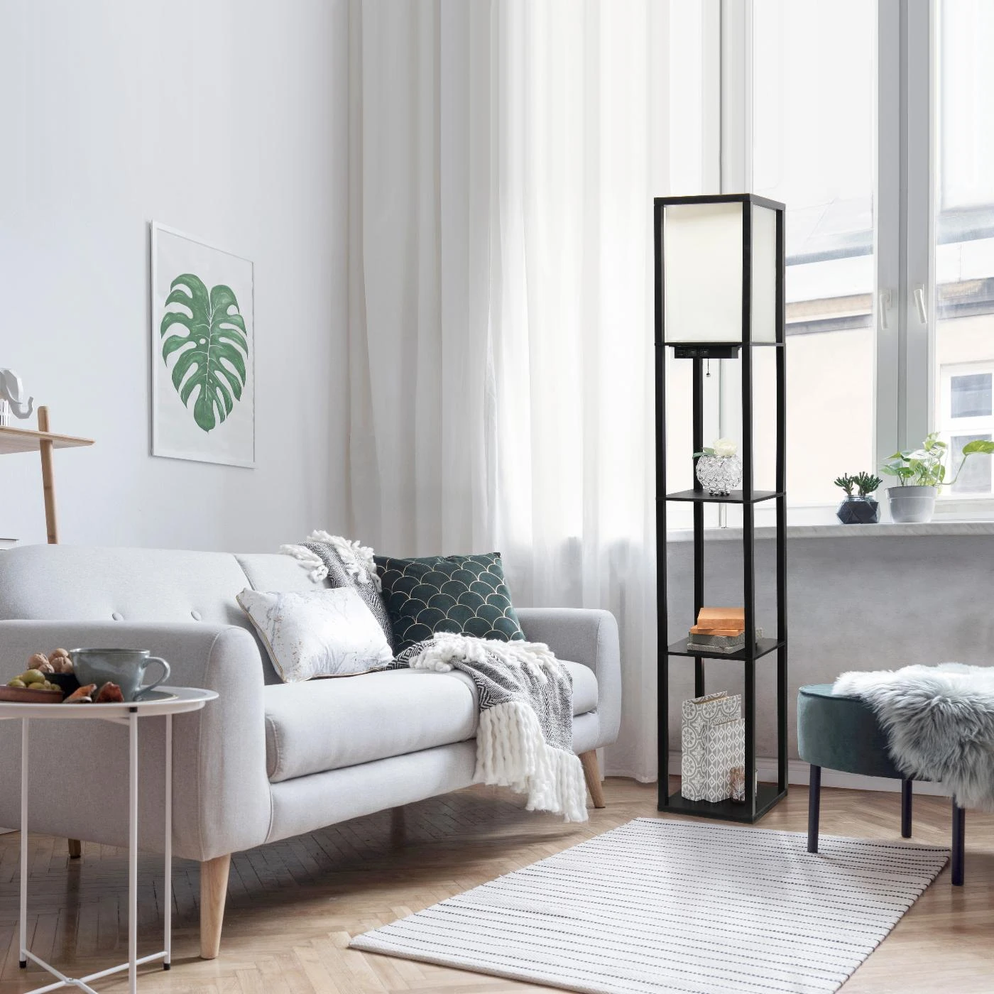 Cheap ???? Pull Chain Simple Designs Etagere Floor Lamp With Charging Station ???? 2 Cheap ???? Pull Chain Simple Designs Etagere Floor Lamp With Charging Station ???? - Image 2