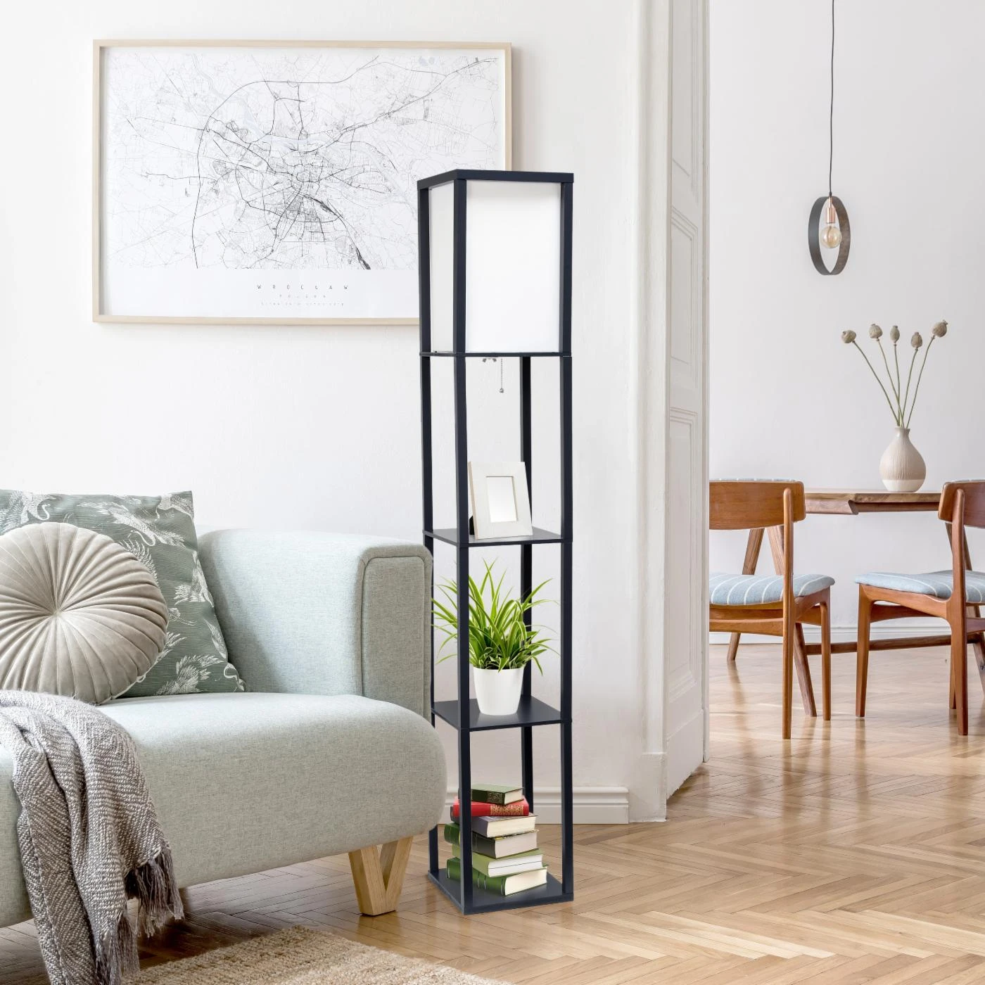 Brand new ???? Pull Chain Lalia Home Column Shelf Floor Lamp With Linen Shade ???? 2 Brand new ???? Pull Chain Lalia Home Column Shelf Floor Lamp With Linen Shade ???? - Image 2