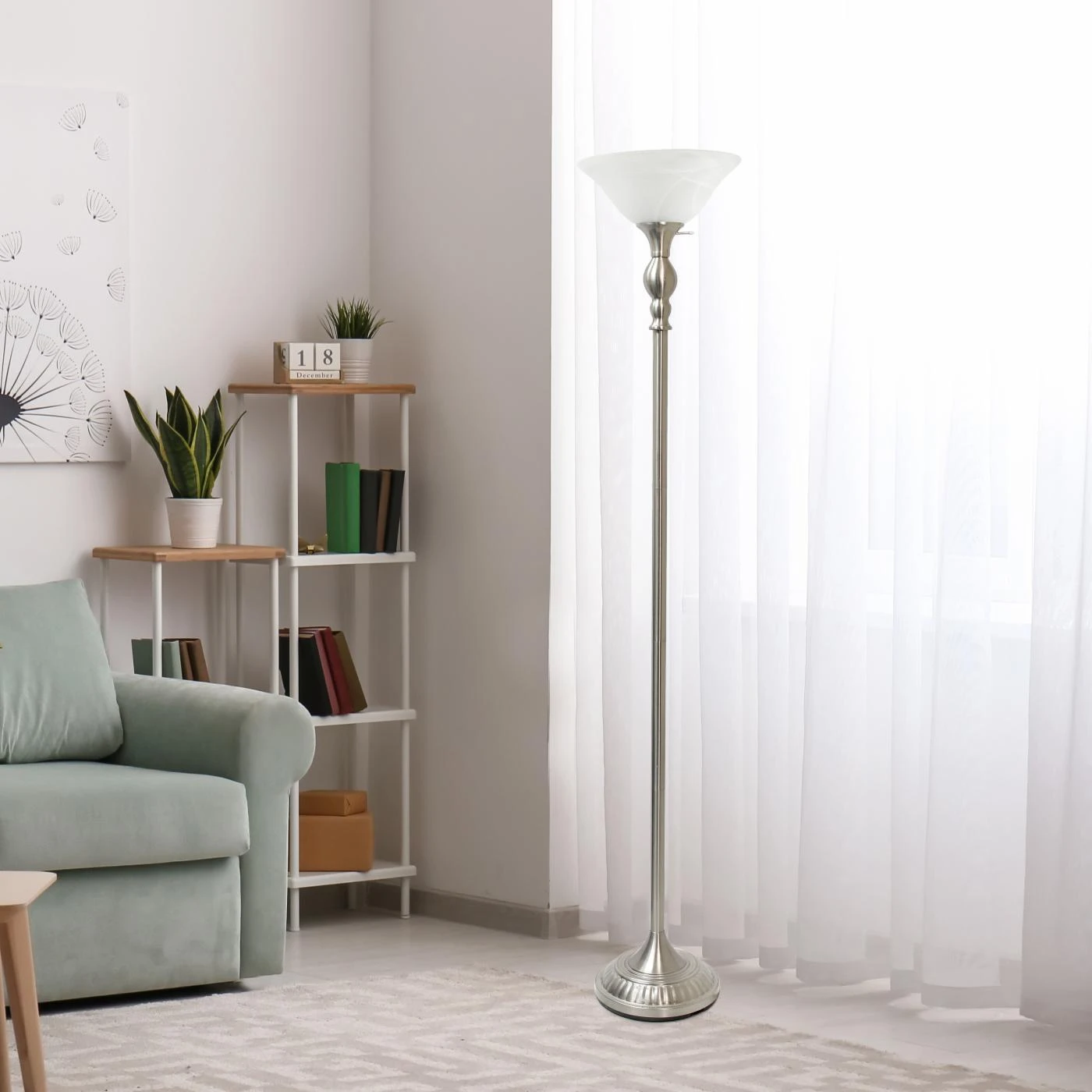 Wholesale ???? Socket Lalia Home Classic 1 Light Torchiere Floor Lamp With Marbleized Glass Shade ✨ 2 Wholesale ???? Socket Lalia Home Classic 1 Light Torchiere Floor Lamp With Marbleized Glass Shade ✨ - Image 2