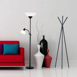 Coupon ???? 4-Way Adesso Piedmont Combo Floor Lamp - Black ????