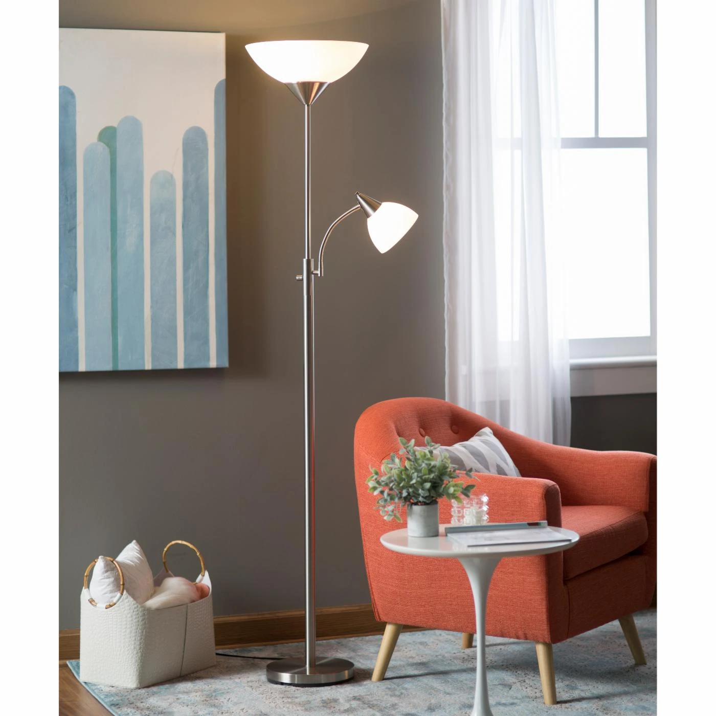 Discount ???? 4-Way Adesso Lighting 7202-22 Piedmont Combo Floor - Satin Steel ???? 1 Discount ???? 4-Way Adesso Lighting 7202-22 Piedmont Combo Floor - Satin Steel ????