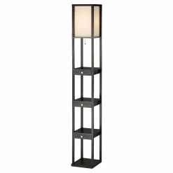 Promo ???? Standard Adesso Murray 3450 Three Drawer Shelf Lamp - Black ????