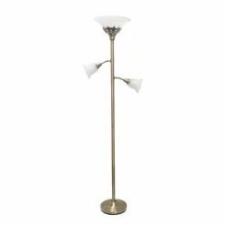 Coupon ???? Socket Lalia Home Scalloped Glass Torchiere Floor Lamp With 2 Reading Lights ????