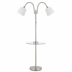 Buy ???? 3-Way Cal Lighting Gail Double Gooseneck Floor Lamp With Glass Table And Charging Ports ⌛