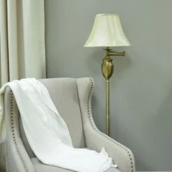 Best Sale ???? 3-Way Decor Therapy Antique Brass Swing Arm Floor Lamp ????