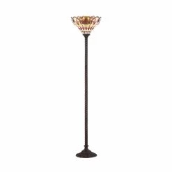 New ???? JONATHAN Y Davis Tiffany Style LED Torchiere Floor Lamp ????