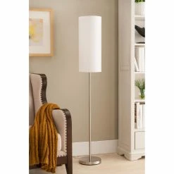 Best Sale ???? K&B Furniture Standard K&B Furniture L229 Brushed Nickel And White Floor Lamp ????