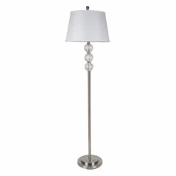 Budget ???? 3-Way Ore International 6188F Glass Floor Lamp - Satin Nickel ????