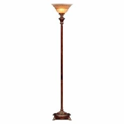 Promo ✔️ 3-Way Ore International K-4171FTR Resemble Wood Torchiere Lamp ⌛