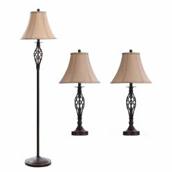 Wholesale ✔️ 3-Way StyleCraft Barclay 3 Piece Table And Floor Lamp Set ✔️