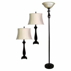 Brand new ???? Torchiere StyleCraft Madison 3 Piece Table And Floor Lamp Set ????