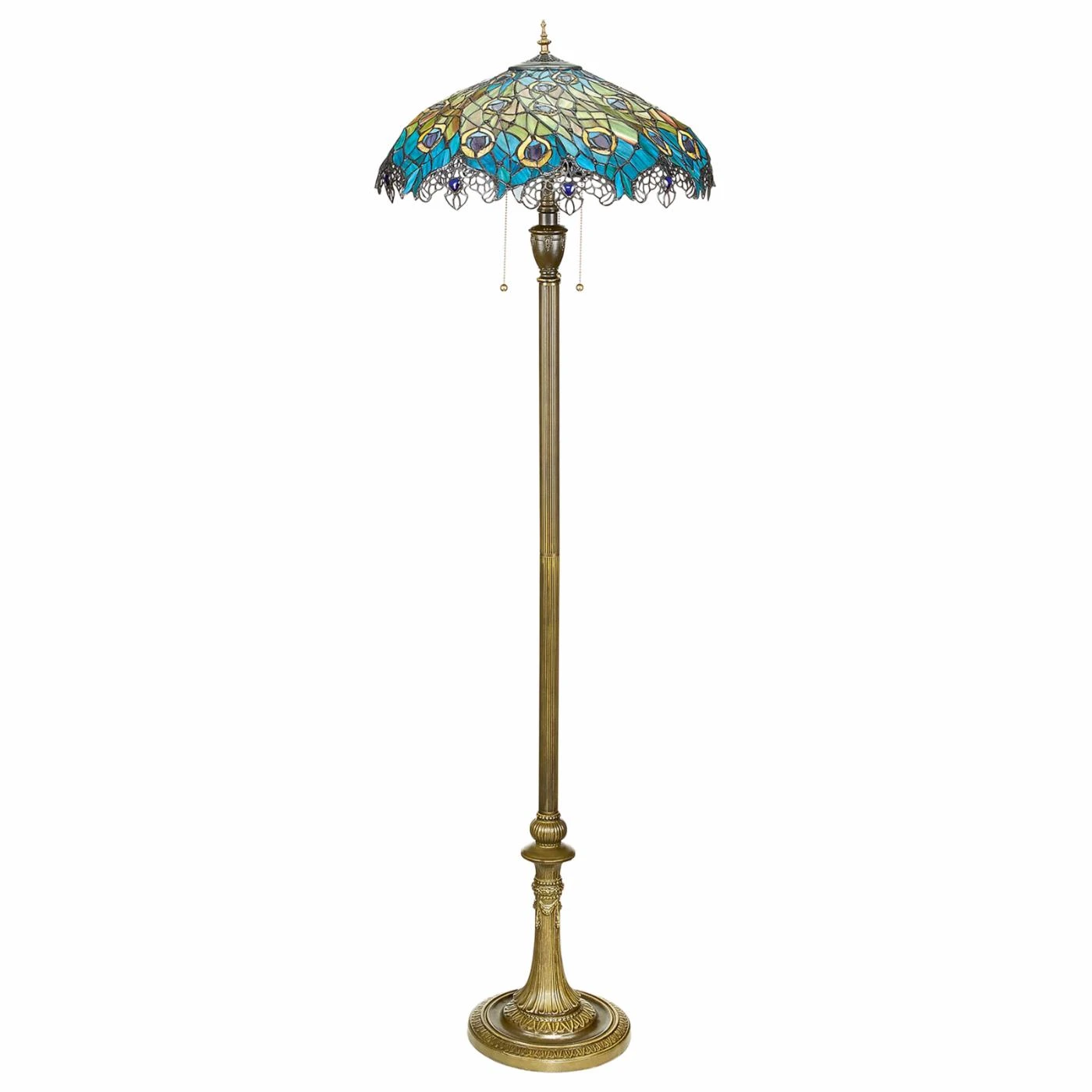Budget ???? Pull Chain Design Toscano Art Nouveau Peacock Tiffany Style Floor Lamp ???? 1 Budget ???? Pull Chain Design Toscano Art Nouveau Peacock Tiffany Style Floor Lamp ????
