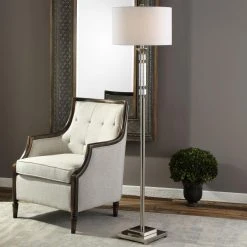 Best Pirce ✨ 3-Way Uttermost Volusia Nickel Floor Lamp ⭐