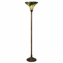 Buy ???? Torchiere Warehouse Of Tiffany Green Leafy Floor Lamp ✨