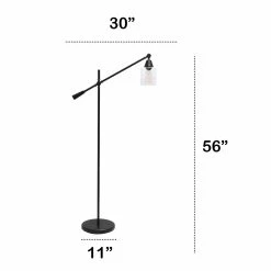 Flash Sale ⌛ Socket Lalia Home Swing Arm Floor Lamp With Clear Glass Cylindrical Shade ???? -Adesso Sales Store scaleALLT327