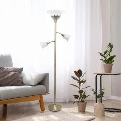 Coupon ???? Socket Lalia Home Scalloped Glass Torchiere Floor Lamp With 2 Reading Lights ???? -Adesso Sales Store scaleALLT330